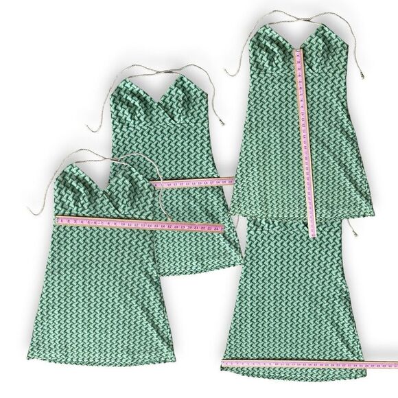 Ann Taylor Loft Green & Cream Zig Zag Design Summer Dress - Picture 4 of 10